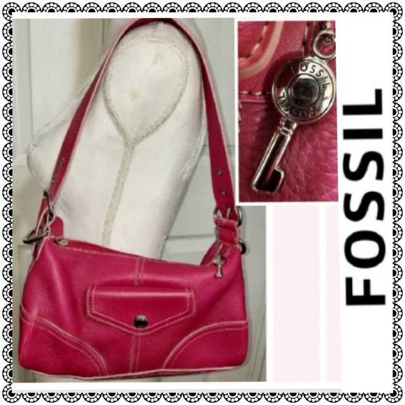 Fossil Handbags - {Fossil} hot pink genuine leather handbag